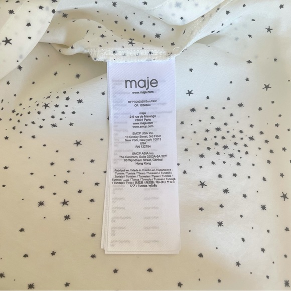 Maje Lacky Ruffle Star Printed Cupro Blouse Size 3 / Large NWT - Picture 14 of 16